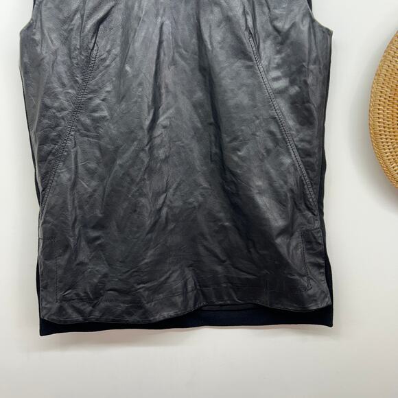 Helmut Lang Black Mock Neck Turtleneck Leather Sleeveless Tank Top Small - Picture 4 of 7